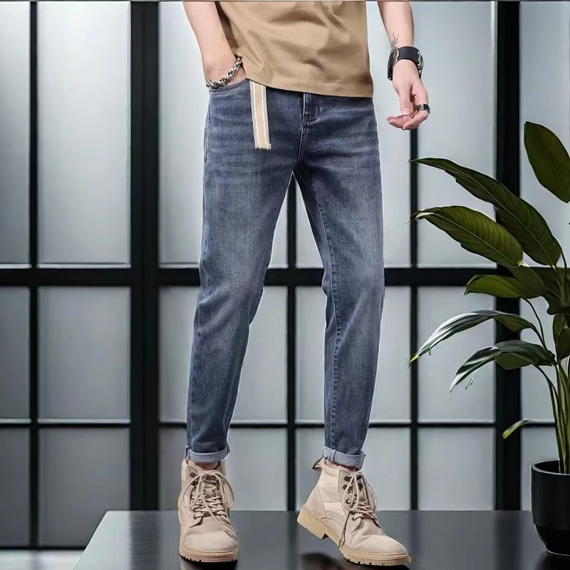 (K)时尚男士牛仔裤秋冬季简洁大方耐磨舒适韩版百搭潮流修身弹力