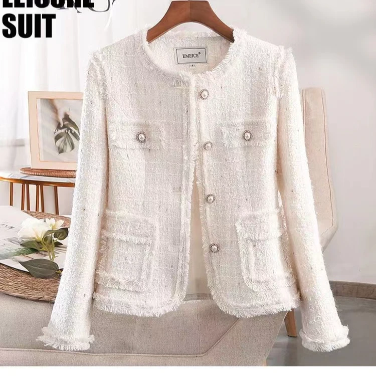 早春白色小香风短款西装外套女春秋高级感小个子2025新款西服上衣