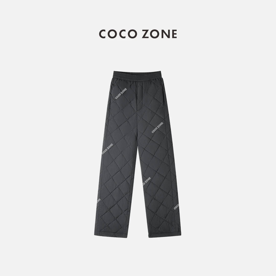 COCO ZONE "菱格寒冬裤"冬季保暖松紧腰抽绳休闲裤23C19969