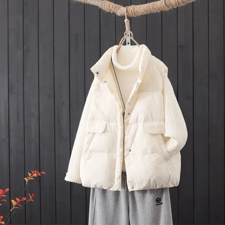 羽绒马甲女短款新款韩版大码宽松轻薄保暖羽绒服马夹背心坎肩外套