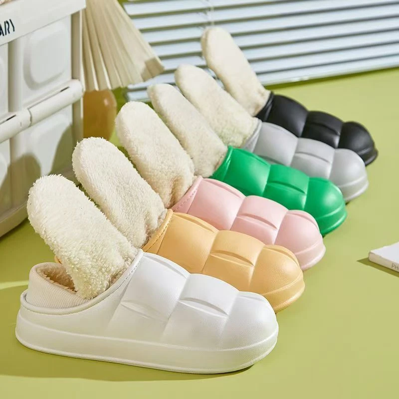 eva秋冬季新款防水女式小清新保暖棉拖包跟棉拖情侣拖鞋棉拖鞋