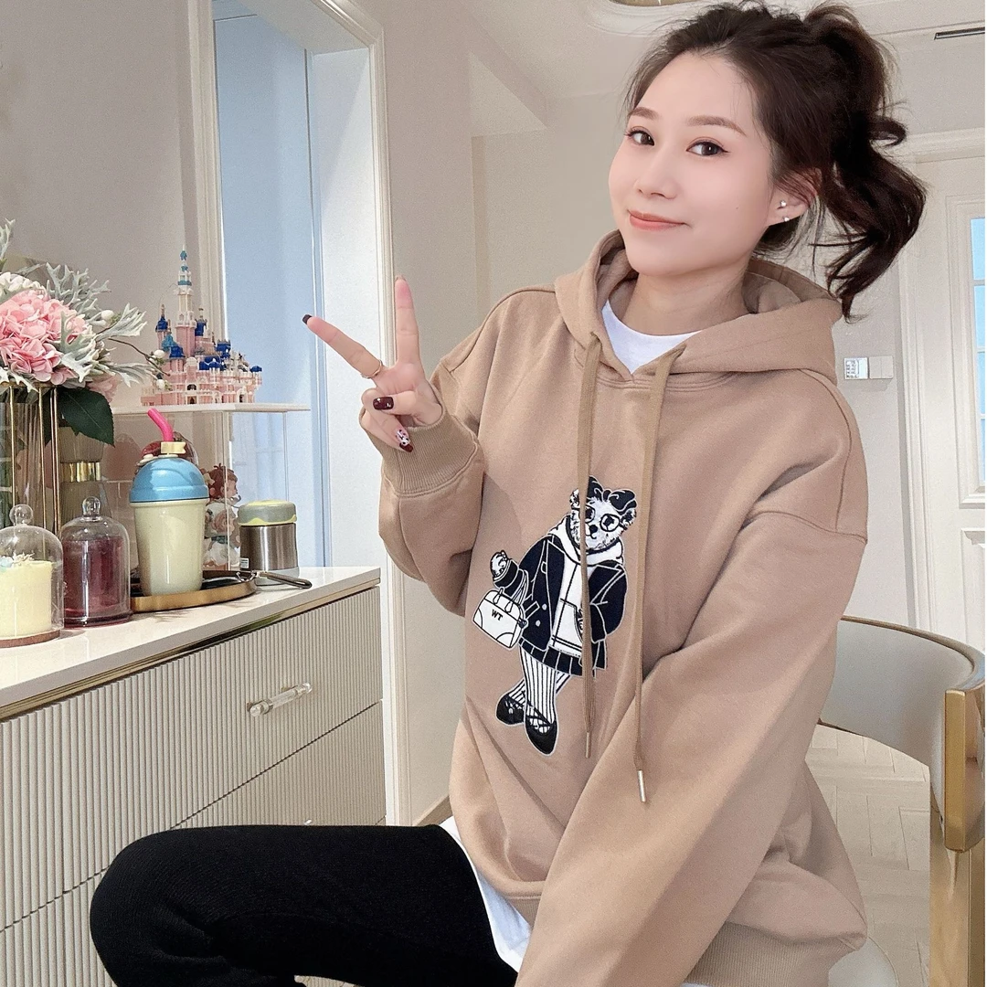 【小熊帽衫】张凯凯-大版型1162秋冬宽松落肩刺绣男女同款连帽卫衣