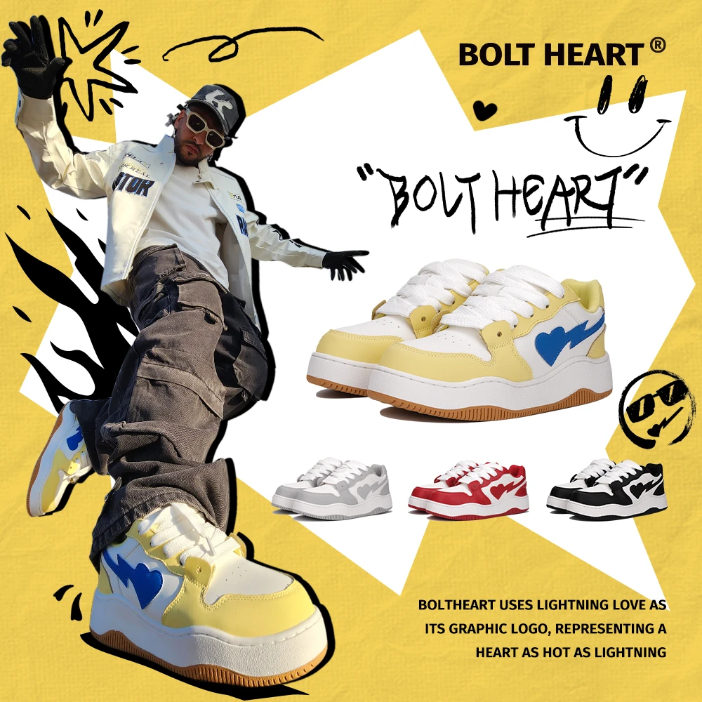 BOLTHEART运动休闲开运穿搭面包鞋低帮厚底6CM增高情侣鞋男女同款