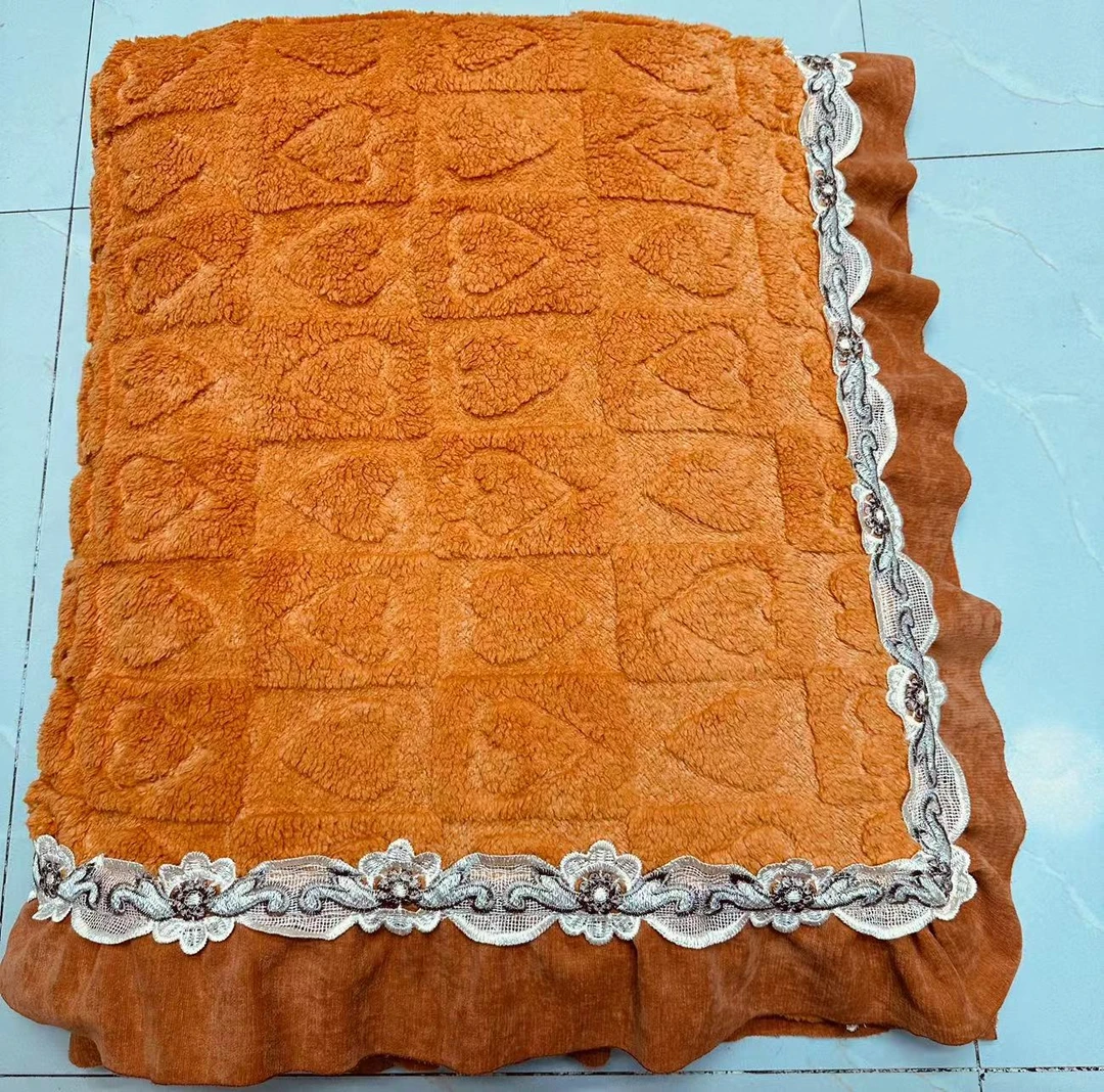 桔色秋冬加绒保暖仿羊羔绒毛毯  塔芙绒盖毯