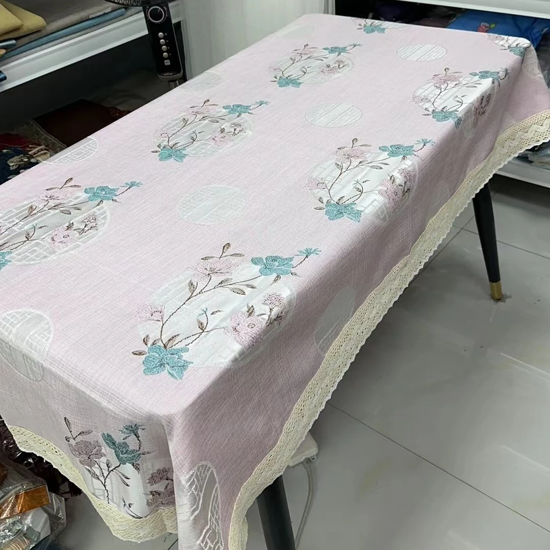 粉紫色尺寸120*170左右含花边桌布