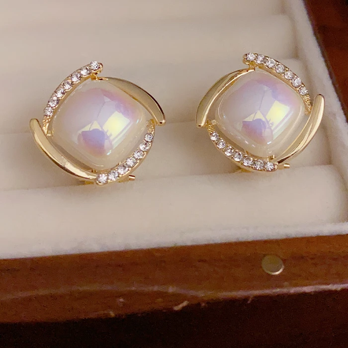 铜合金耳饰 耳钉s925银针气质菱形耳饰品女轻奢甜美百搭小巧耳环