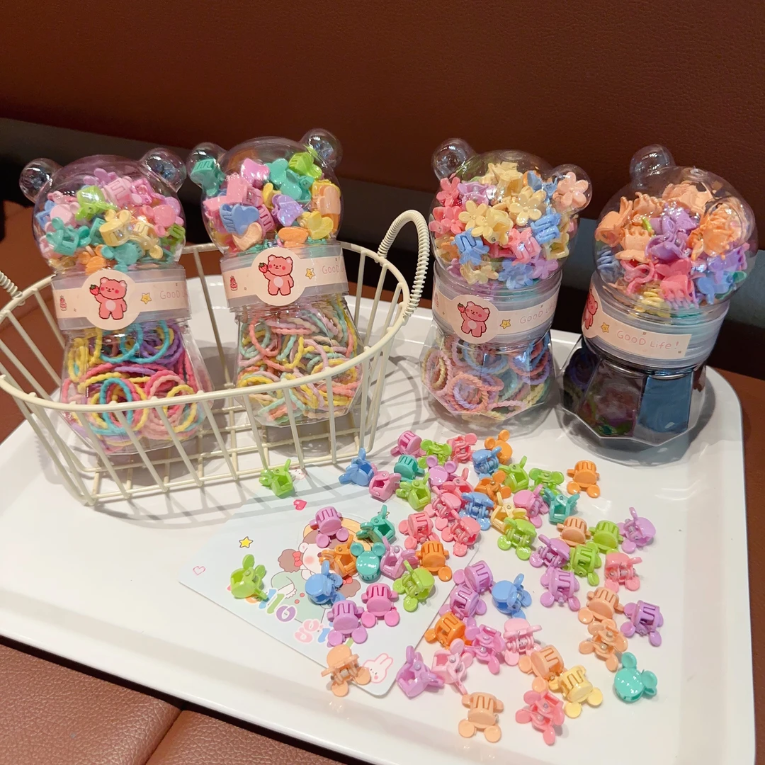 饰禾儿童橡皮筋发圈不伤发头绳小号发夹刘海碎发迷你小夹子发抓夹