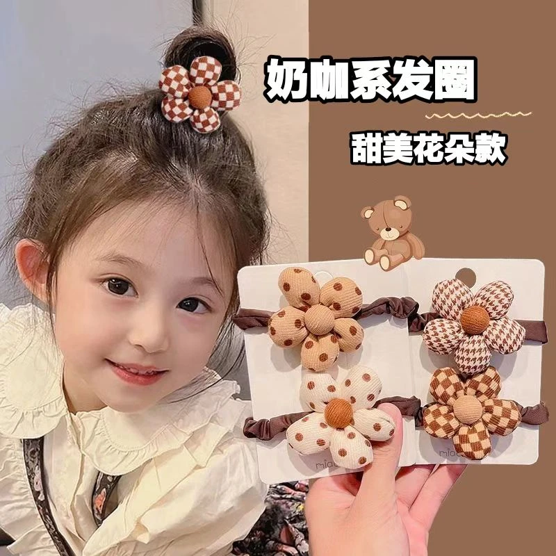 网红秋冬新款儿童头绳甜美女童发圈不伤发女孩扎马尾布艺花朵皮筋