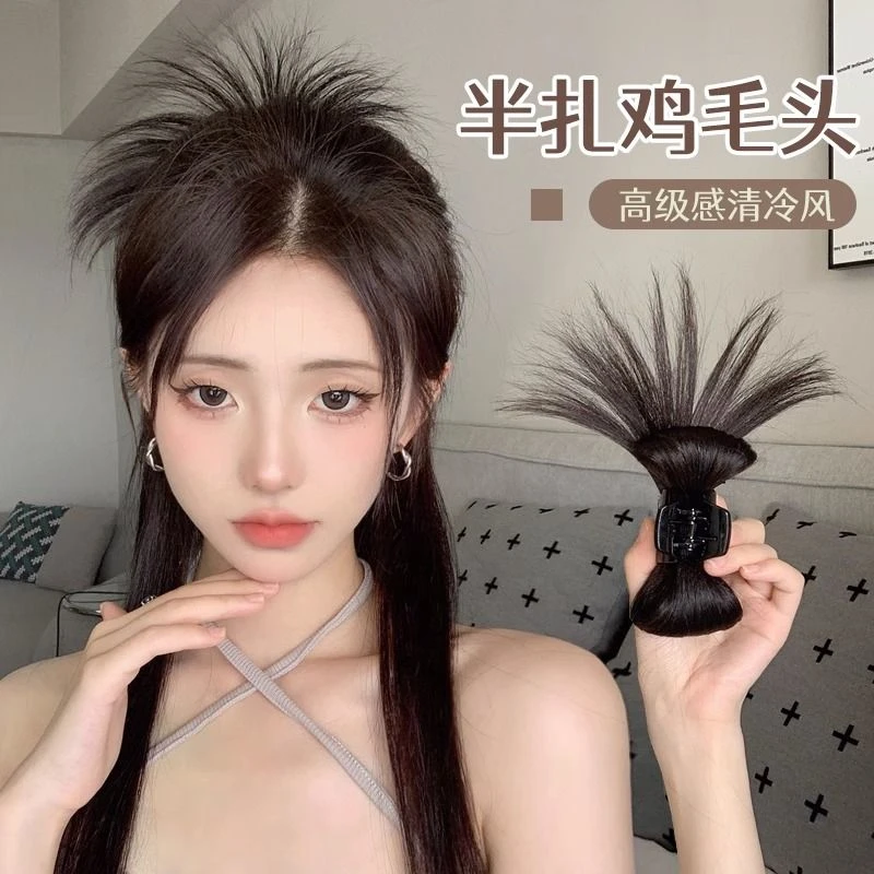 半扎鸡毛毽子头慵懒鸡窝头抓夹喷泉高马尾辣妹发包鲨鱼夹丸子头饰