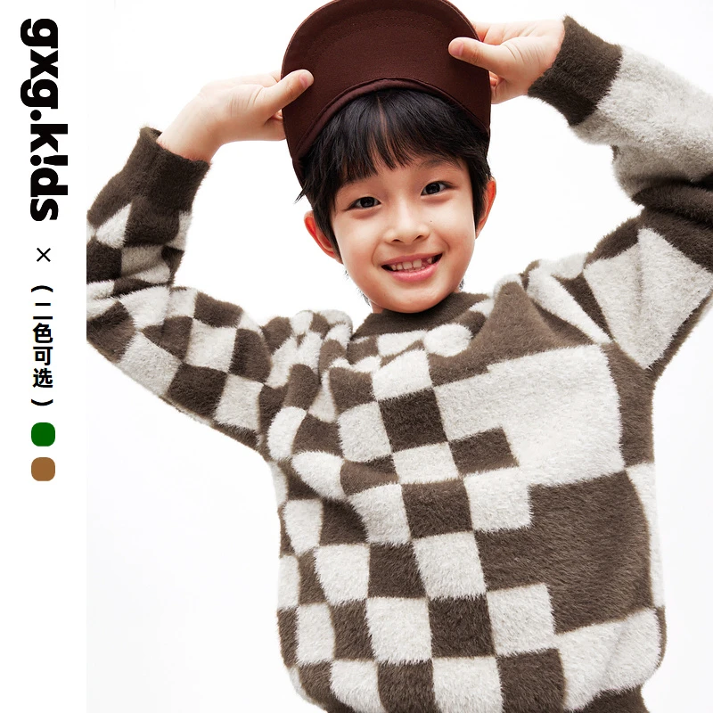 {23冬新}[2色可选]gxgkids童装儿童毛衫男女童洋气仿貂绒保暖毛衣