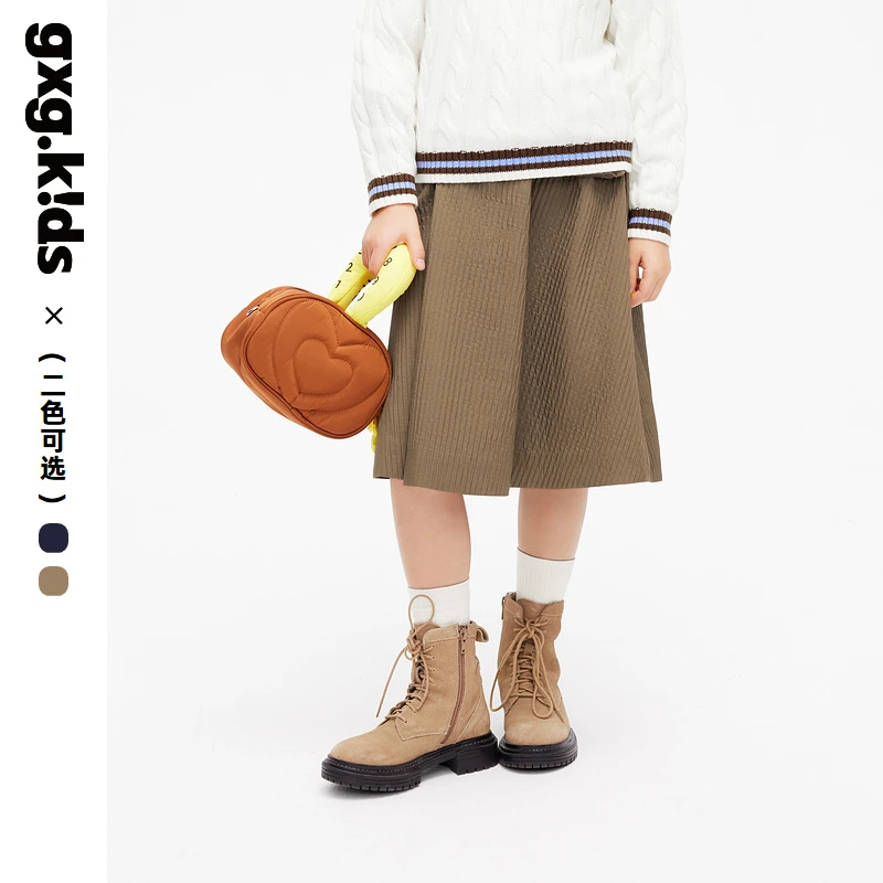 gxgkids童装儿童半裙女童中长款半身裙可拆卸口袋A字裙子
