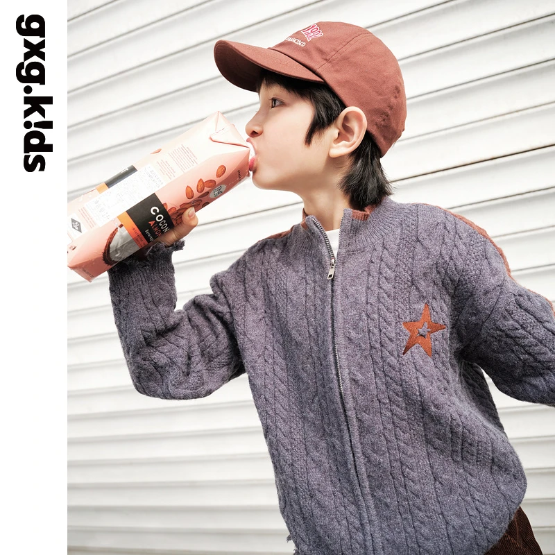 gxgkids童装儿童针织外套男童外套设计感上衣KED13003043