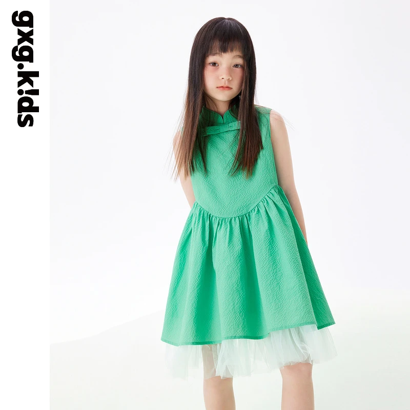 {23夏新}gxgkids童装儿童连衣裙女童蝴蝶结盘扣背心裙12E2350168D