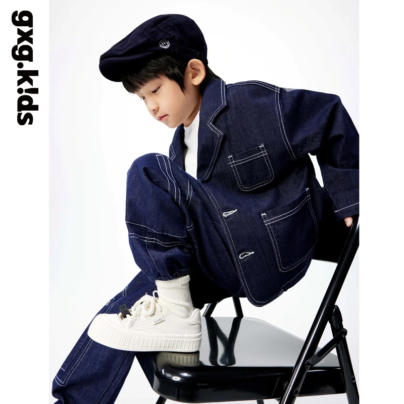 [防褪色牛仔]gxgkids童装儿童牛仔外套24年秋新款男女童上衣潮