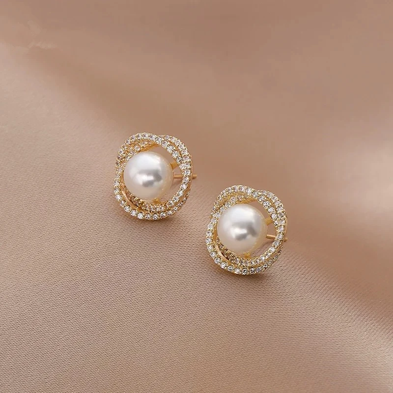 铜合金耳饰 珠珠耳钉女新款潮气质耳环简约小巧精致耳饰 E038