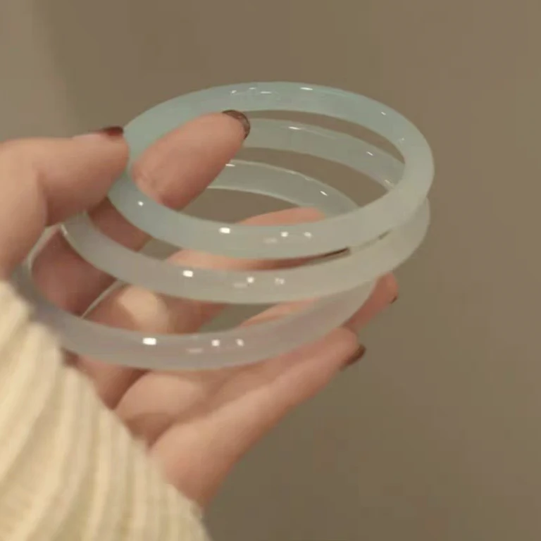 非金属玻璃手镯 新中式简约青葡萄手镯复古叠戴叮当镯一对装E318