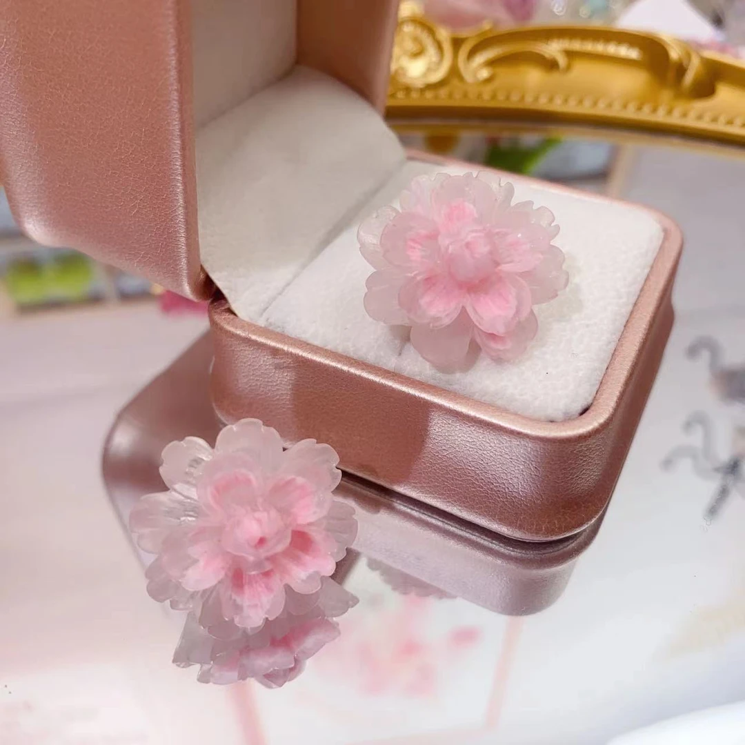 铜合金耳饰 『樱花』渐变粉色花朵耳钉简约气质优雅淑女耳饰E363