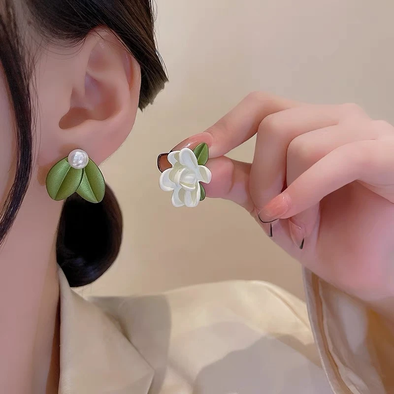 铜合金耳饰 『晚风』小清新树叶花朵耳环森系百搭耳饰耳钉E1234