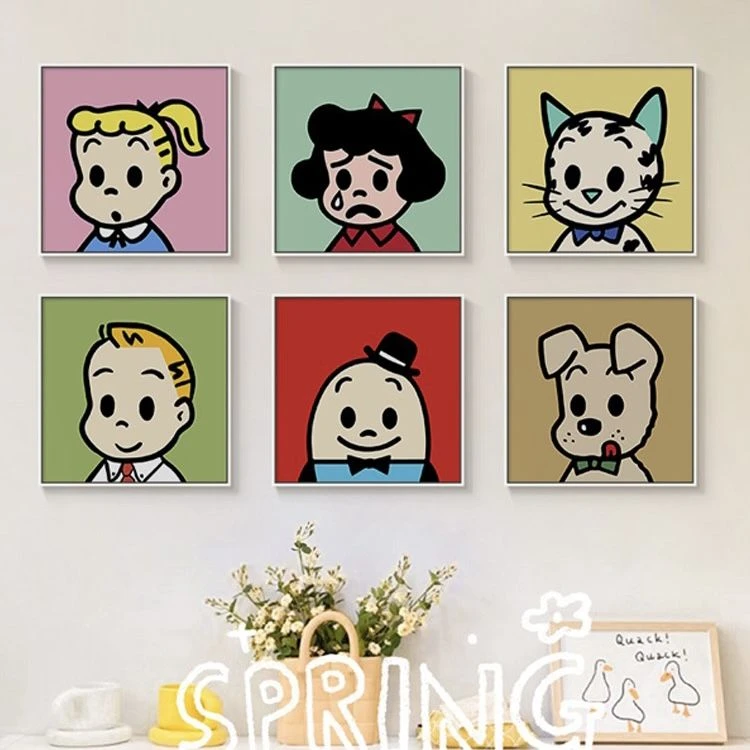 原田治ins风手工卧室装饰画可爱简约餐厅组合挂画系床头桌面摆画