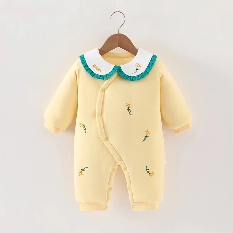 新生婴幼儿秋冬季加厚保暖棉衣男女新生儿睡衣夹棉外出服连体衣
