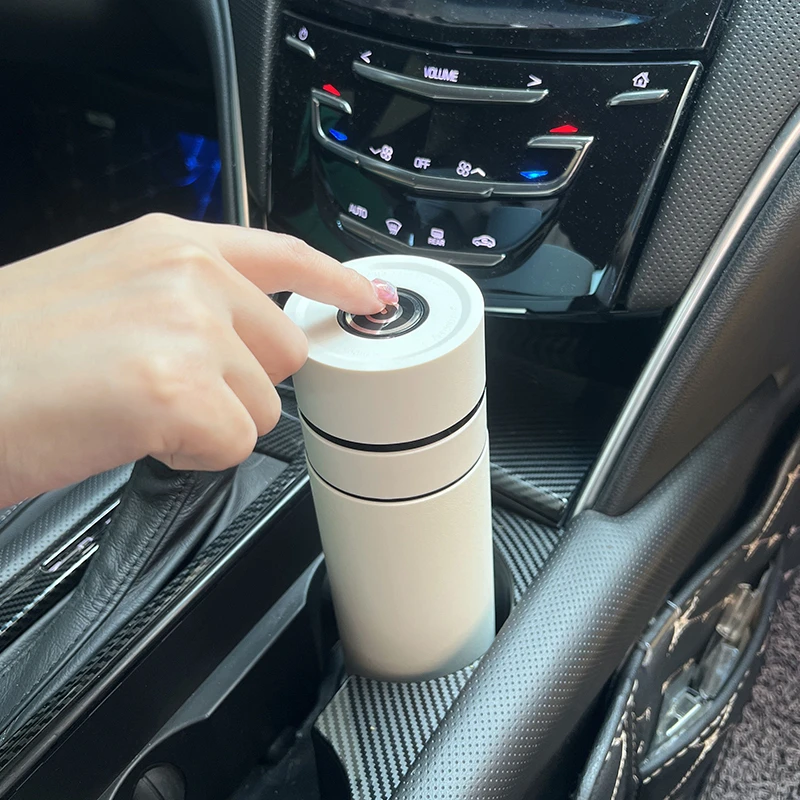 礼盒装车载不锈钢保温杯一按开盖便携泡茶杯单手弹扣水杯