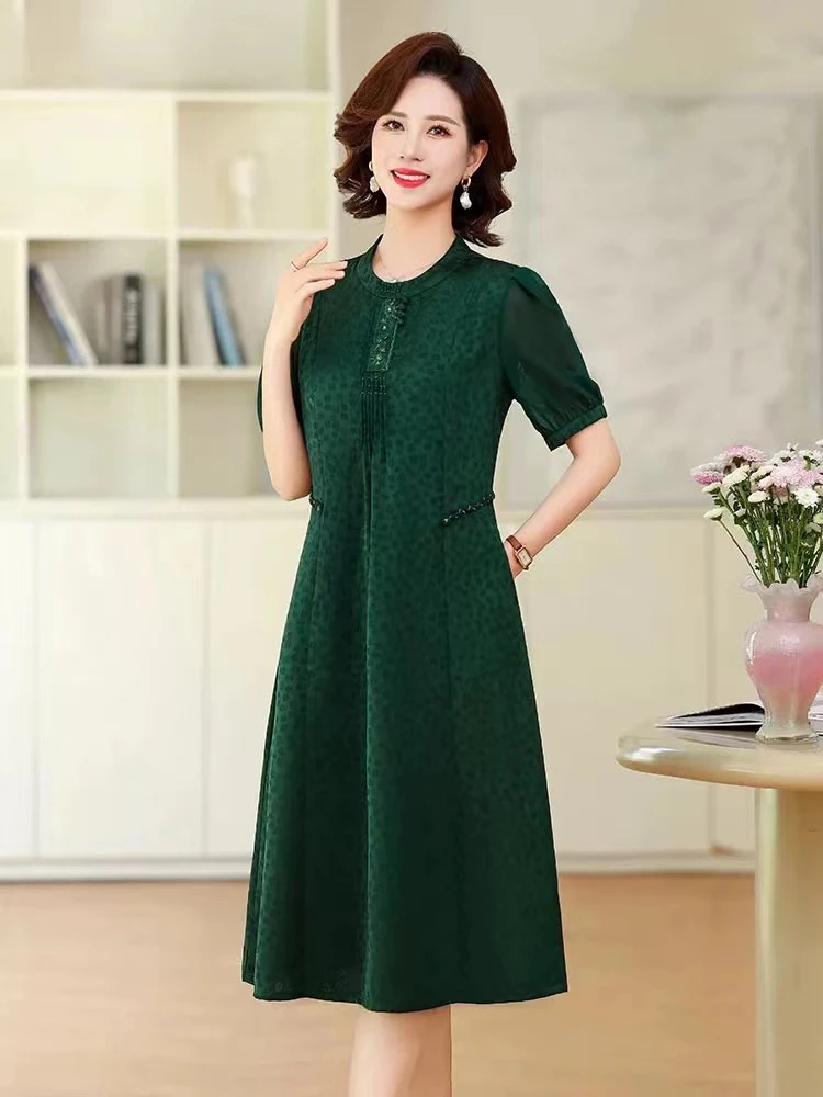 高端提花修饰连衣裙-9004