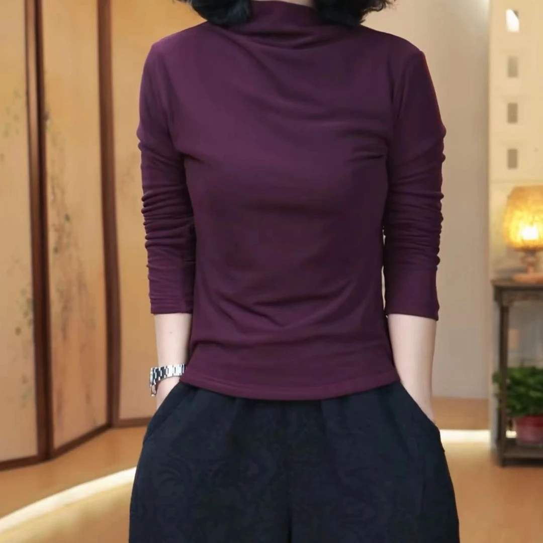 加厚安哥拉红纯色网纱小衫