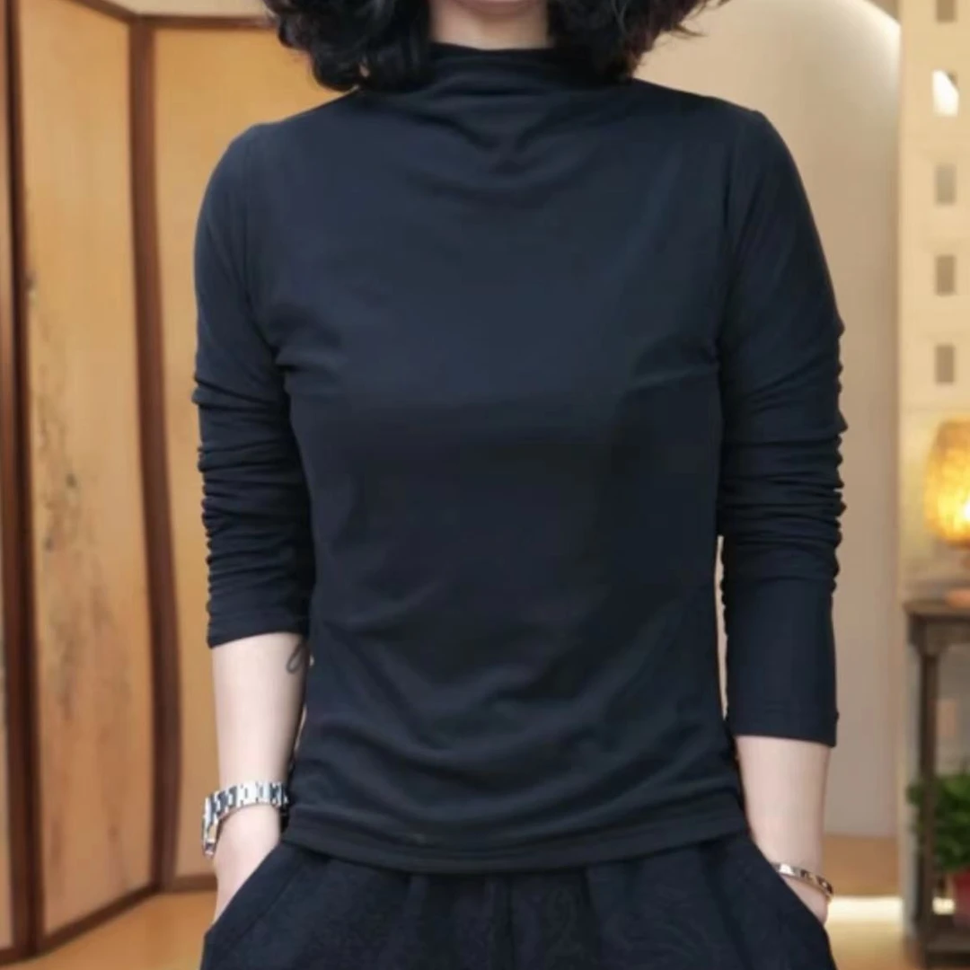 加厚高级黑网纱小衫-1