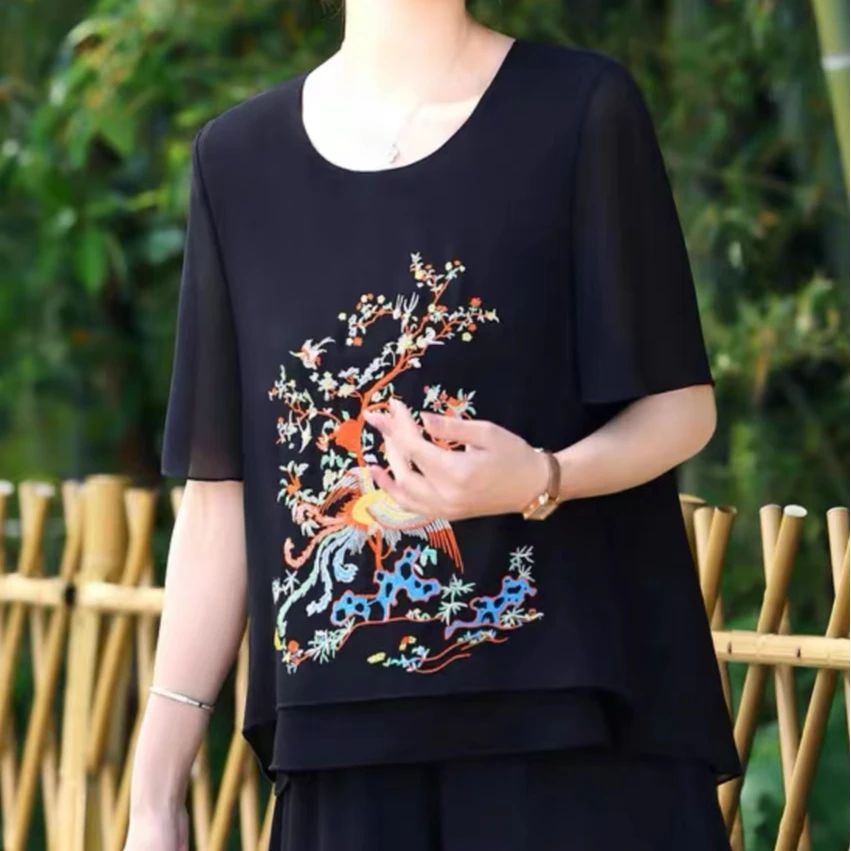 梧桐凤凰短袖上衣-新