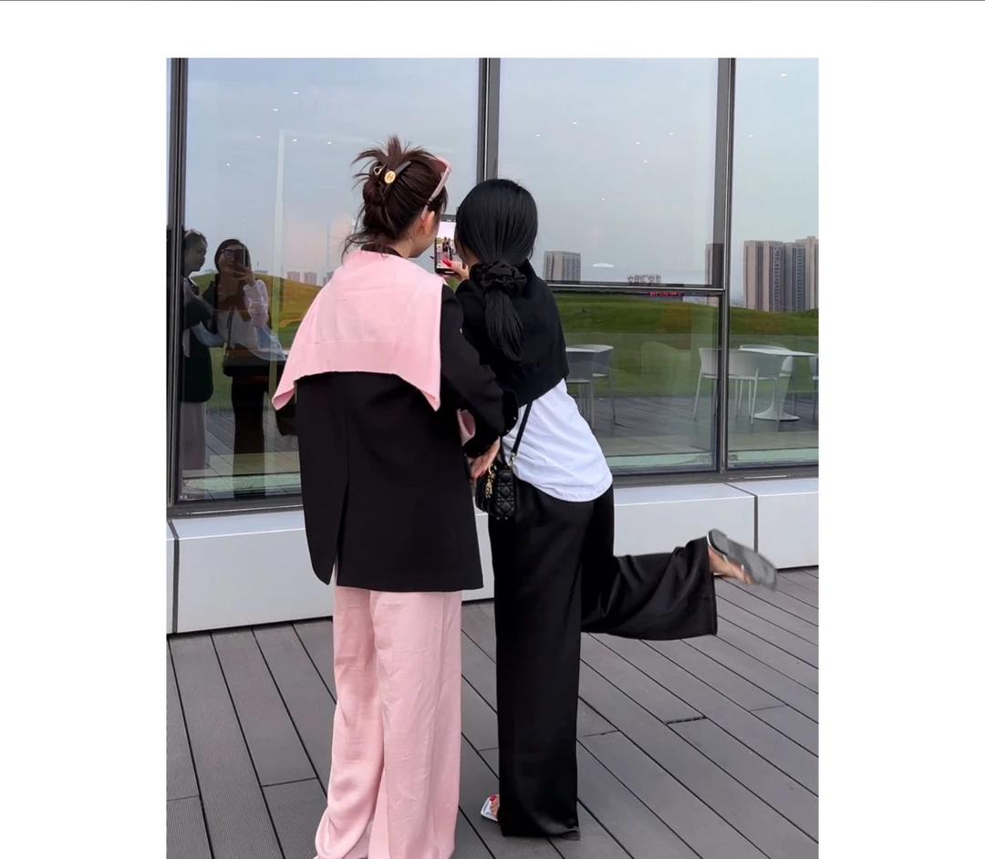 韩系酸酸缎面阔腿裤