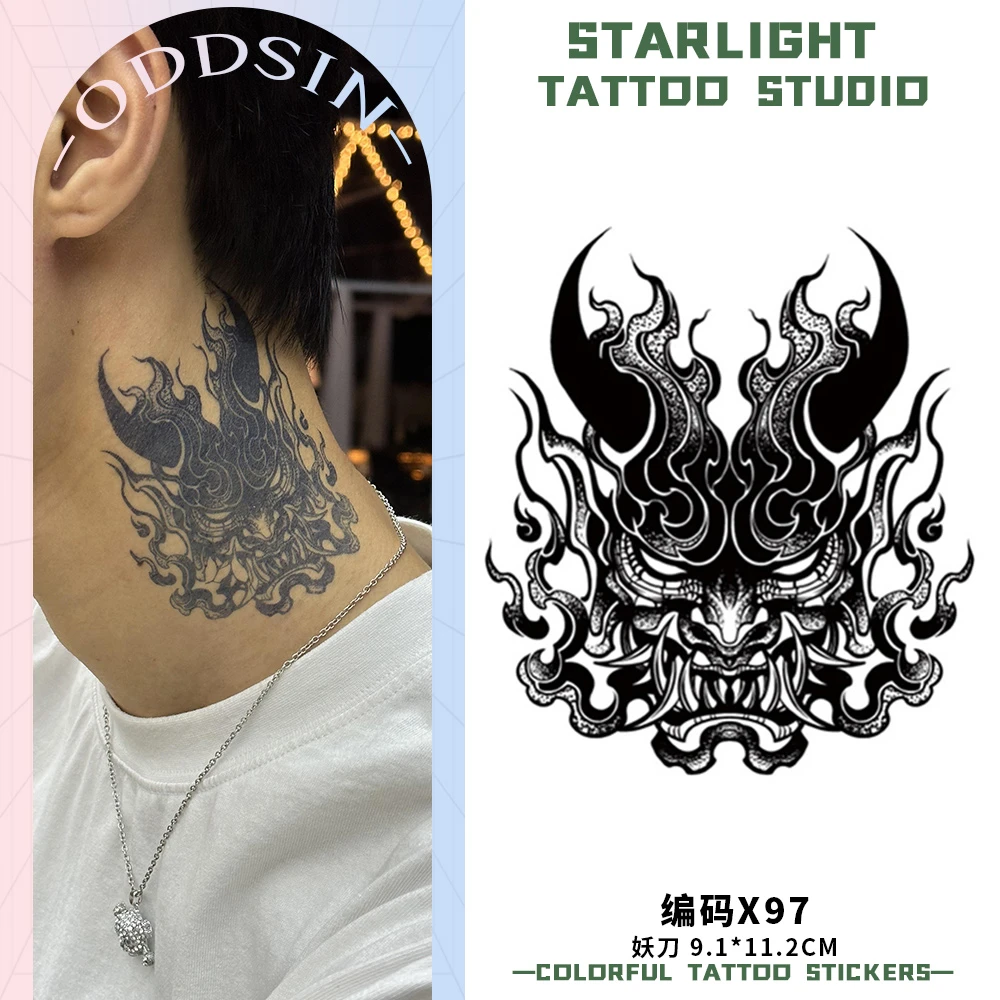 ODDSIN妖刀图案手背草本果汁纹身贴纸防水防搓不反光