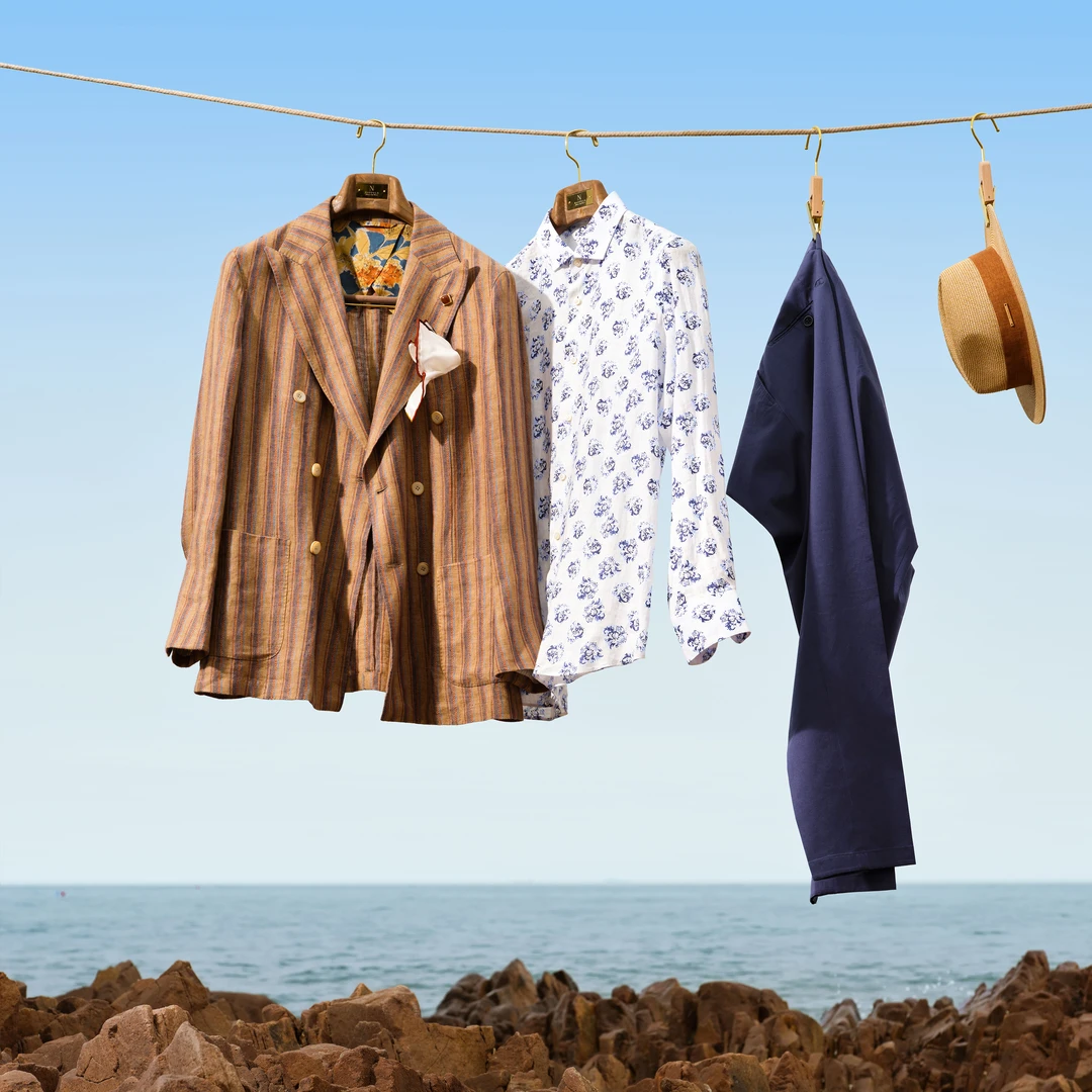 纳泊勒Nappole植物花卉图案高级缝纫工艺热封纽扣休闲水洗衬衫