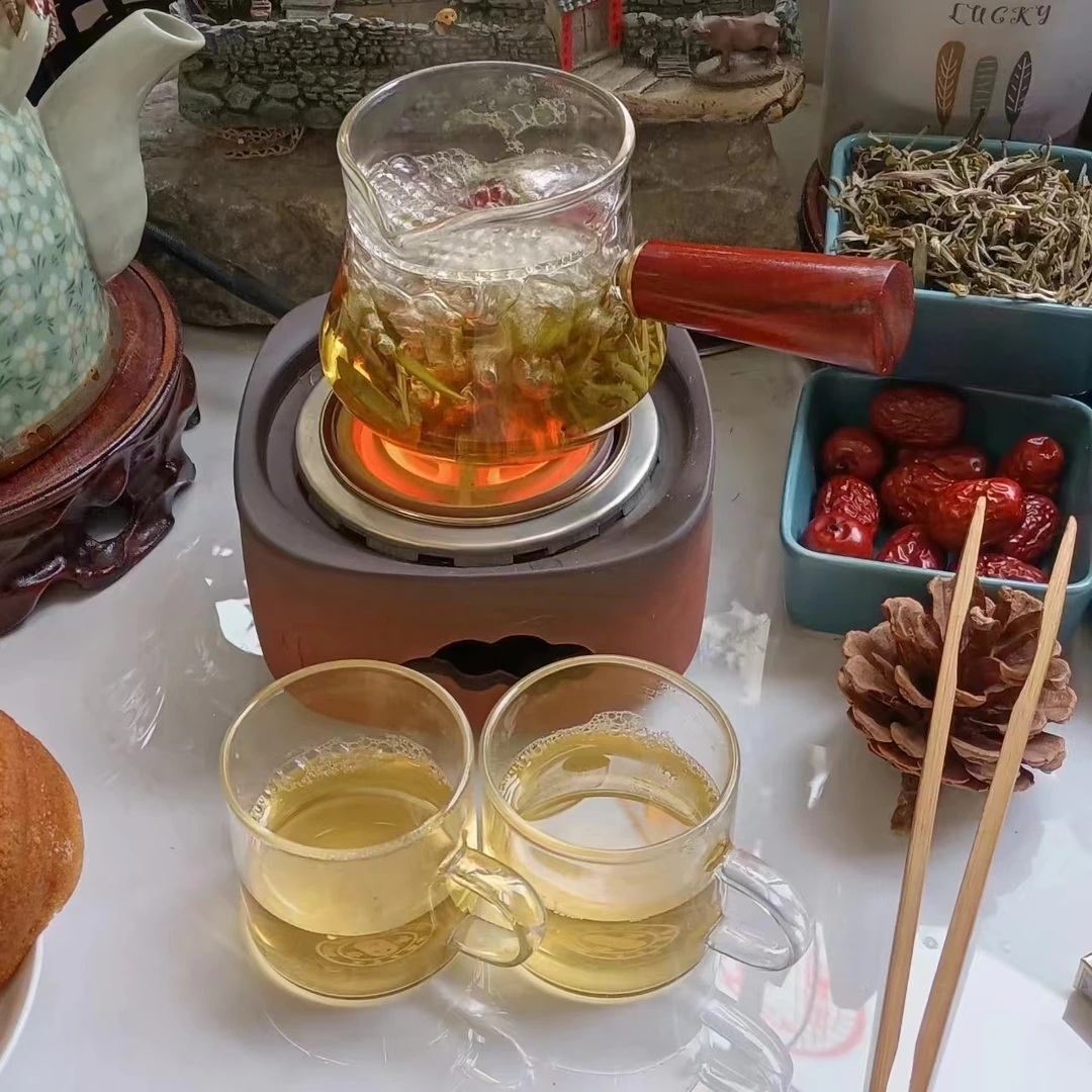 罐罐茶明火电炉调温电陶炉送耐热玻璃配耐热壶过滤月牙玻璃壶套装