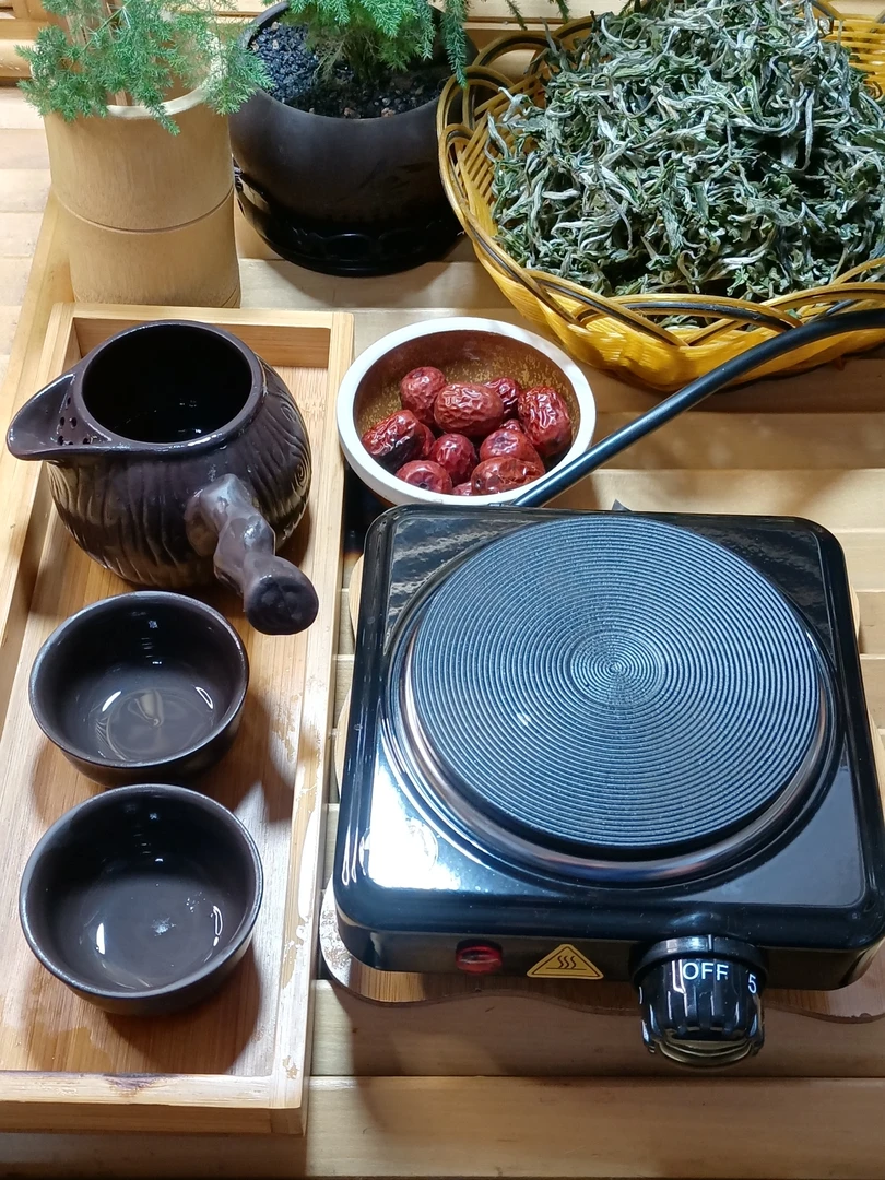 围炉煮茶甘肃罐罐茶煮茶器发热盘电炉可调温配树桩弯把煮茶罐整套