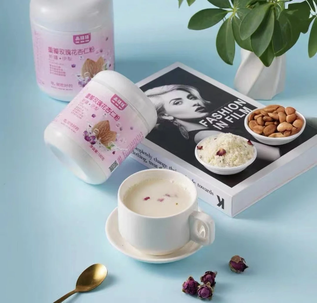 新疆天柠品疆疆纯杏仁粉玫瑰花冲泡白饮不脱脂代餐烘培马卡龙包邮