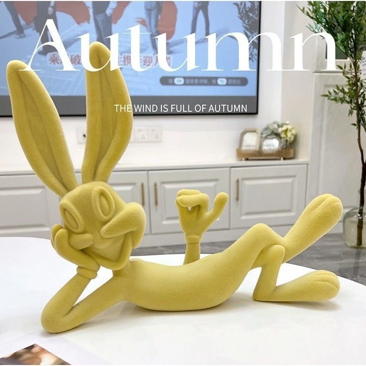 轻奢卡通兔八哥兔子动物客厅电视柜酒柜入户玄关创意桌面软装饰品