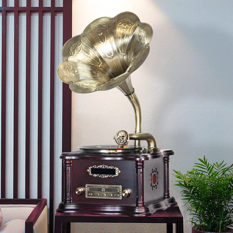 传承世家复古台式留声机小型老式黑胶唱片机仿古欧式唱机蓝牙音响
