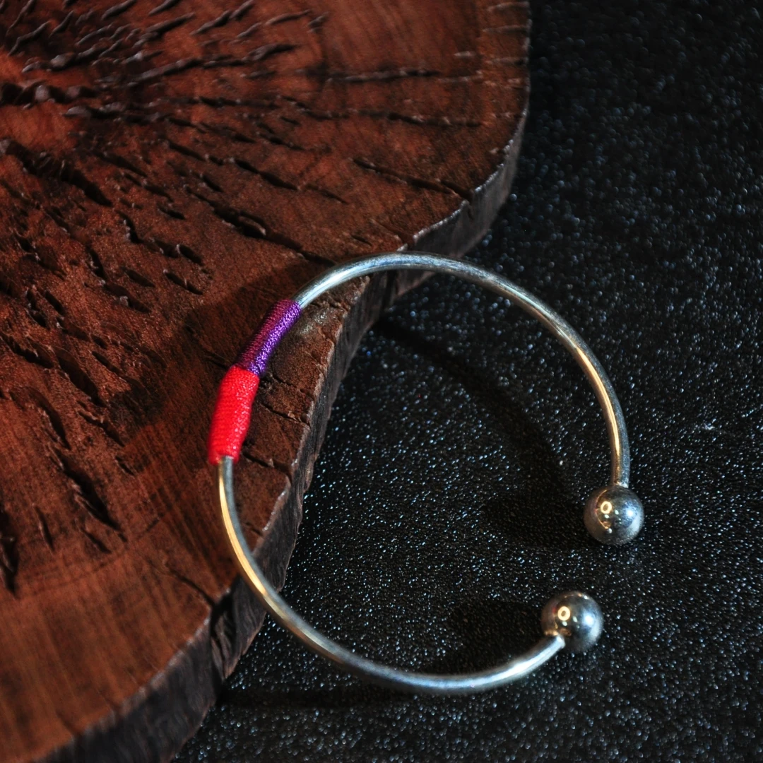 925银手镯 【龙老板】925银九紫之色开口手镯A1010002