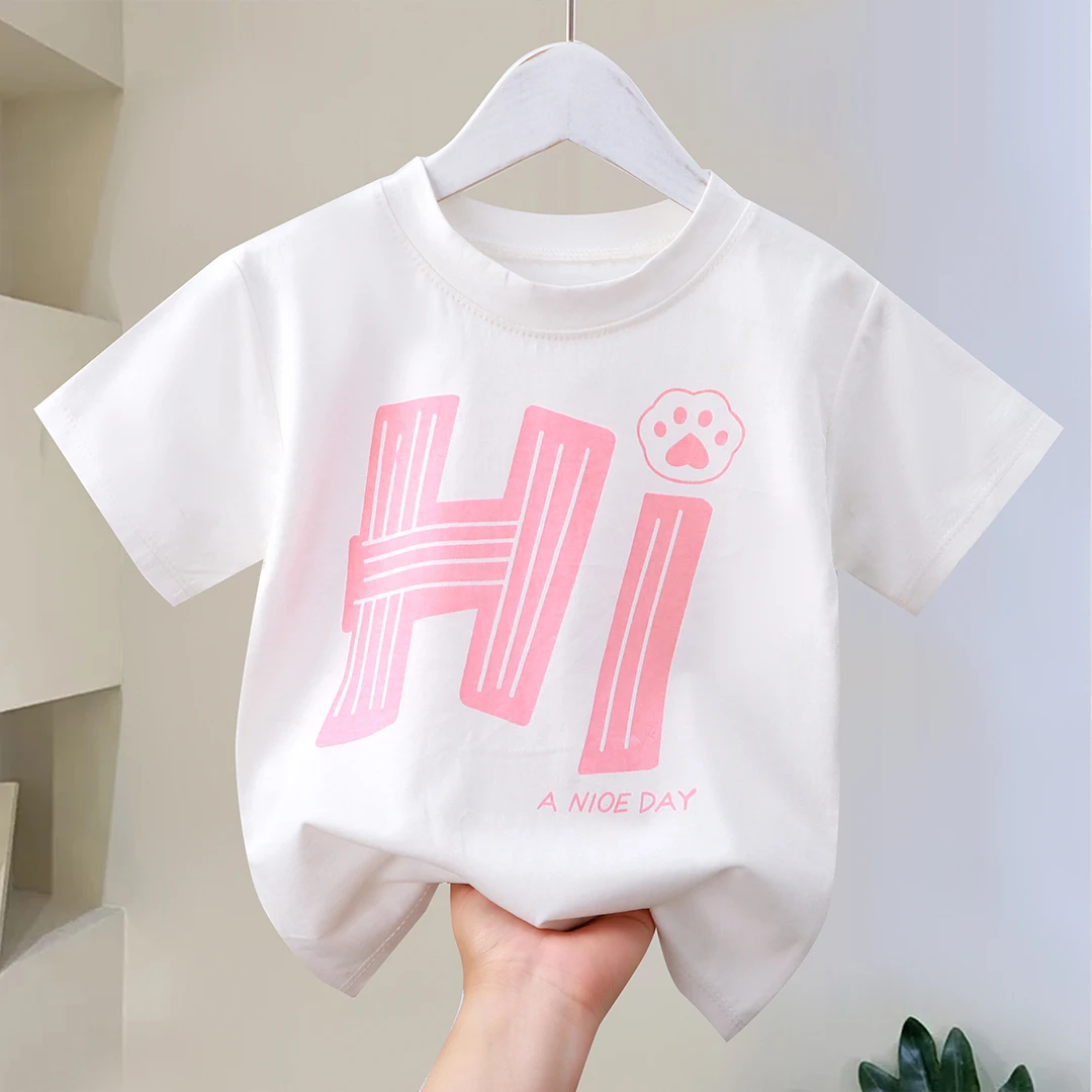 100%纯棉宝宝短袖t恤夏季新款洋气薄款半袖中大童男女童上衣潮T