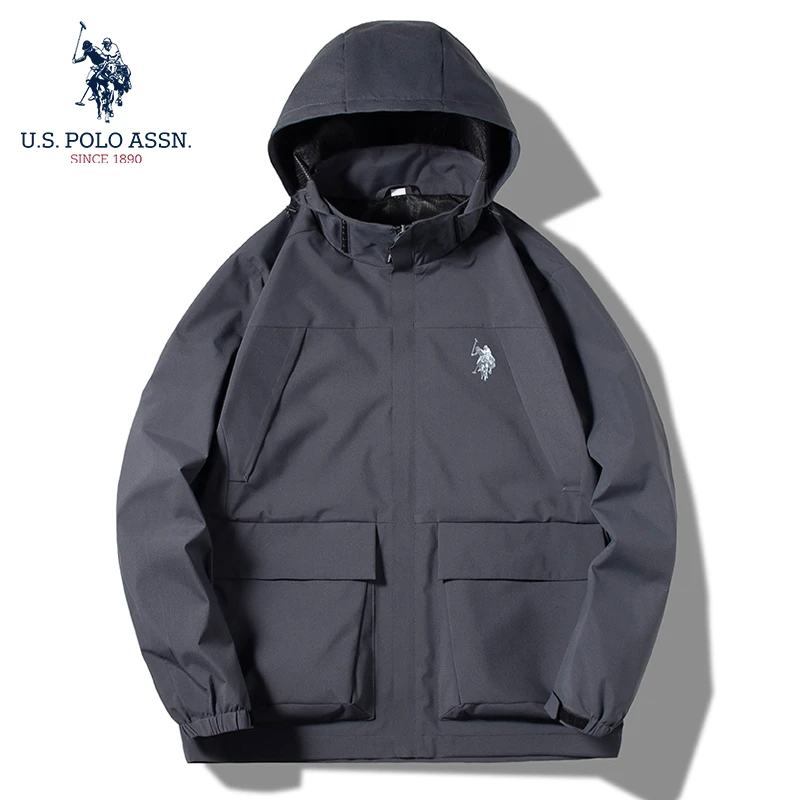 U.S. POLO ASSN.冲锋衣男女情侣装2023新款可拆卸夹克外套春装