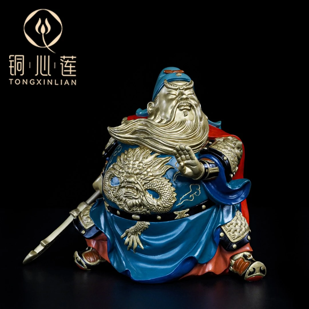 铜心莲【威震关公】黄铜工艺品摆件