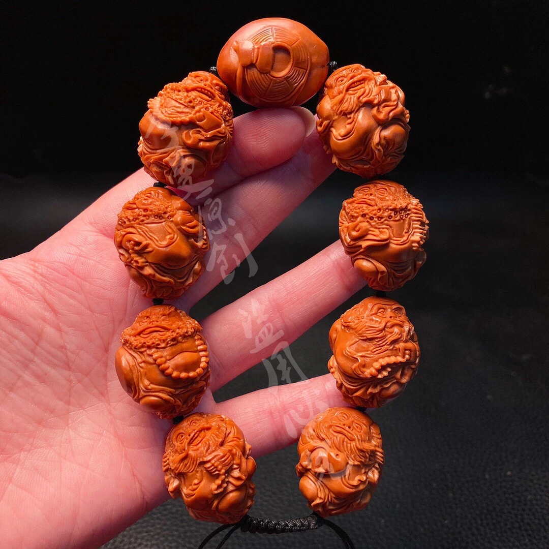 「2.2达摩」手串橄榄核雕刻文玩佛珠念珠手链核雕手工艺品手把件