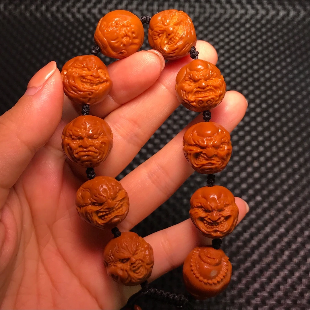 1.8恶僧手串手链橄榄核雕刻文玩工艺品 核雕