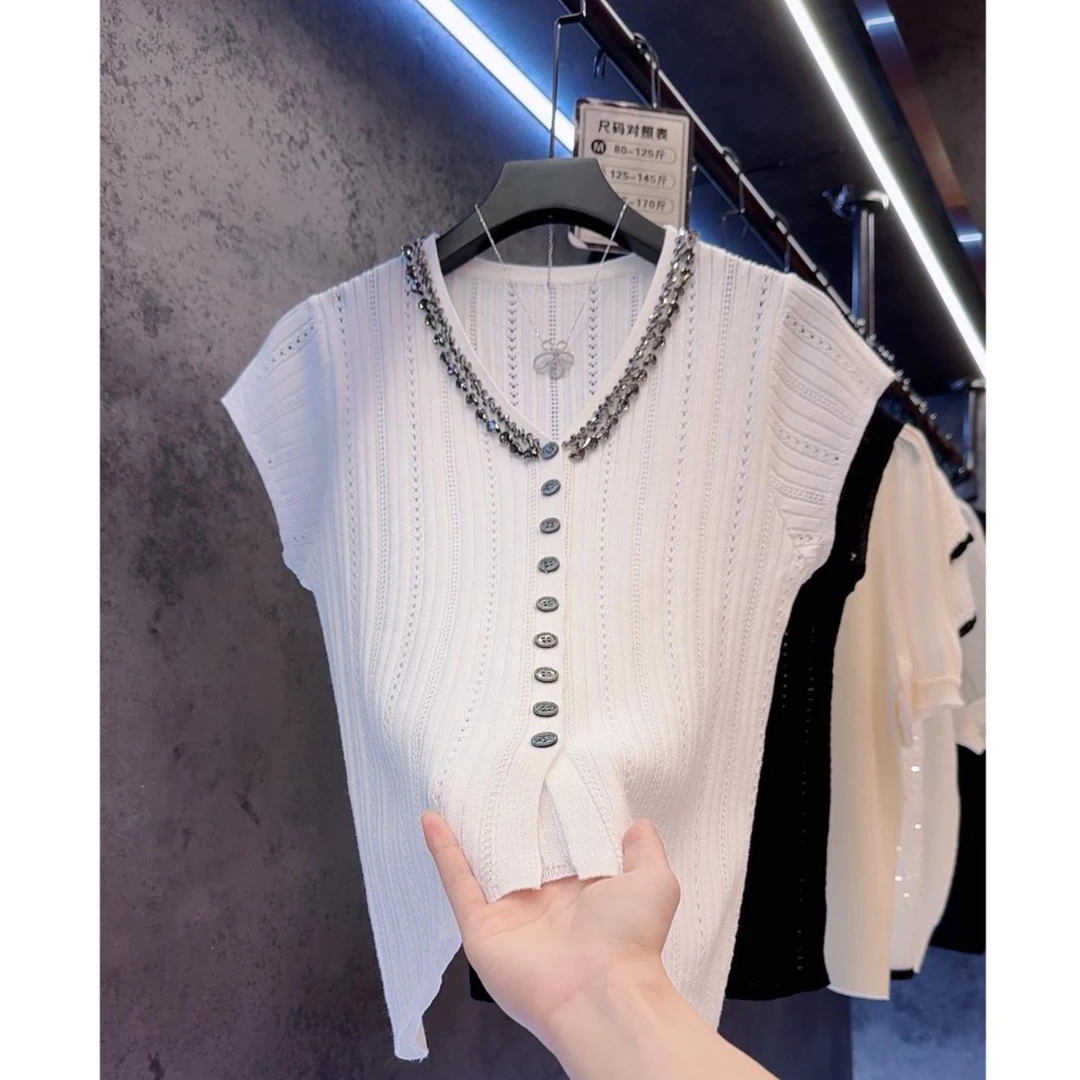 NUMEN BUTTON/灵扣2025新款夏季重工艺镂空气质百搭温柔开衫上衣