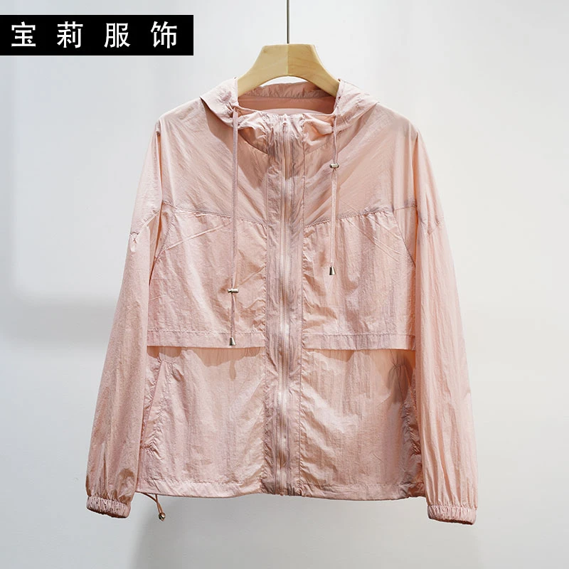 2023春夏季服饰新款大码女上转薄外套时尚休闲连帽上衣女2312