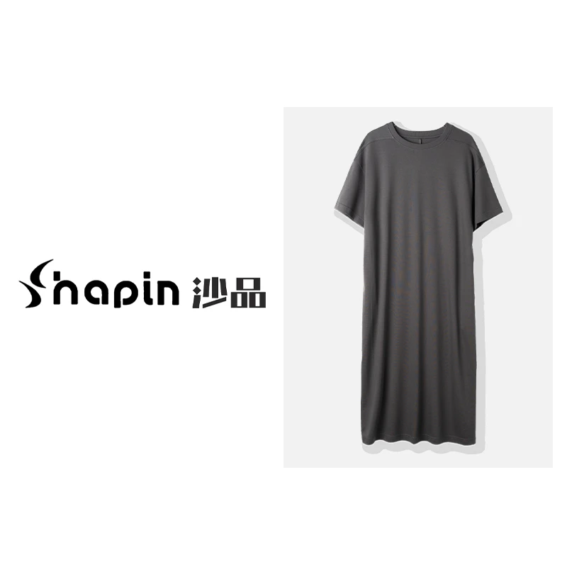 2024夏季新款时尚简约百搭舒适圆领短袖中长款休闲连衣裙YD9104