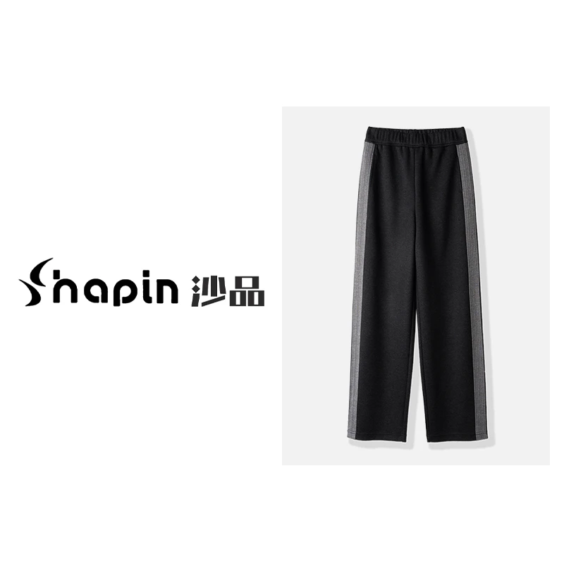 时尚侧边拼条直筒宽松显瘦休闲裤秋冬新款百搭裤女MM0059