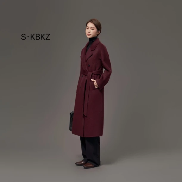 S·KBKZ【璨经典之光】秋冬双面毛呢加厚款六粒扣手缝大衣9801冬季