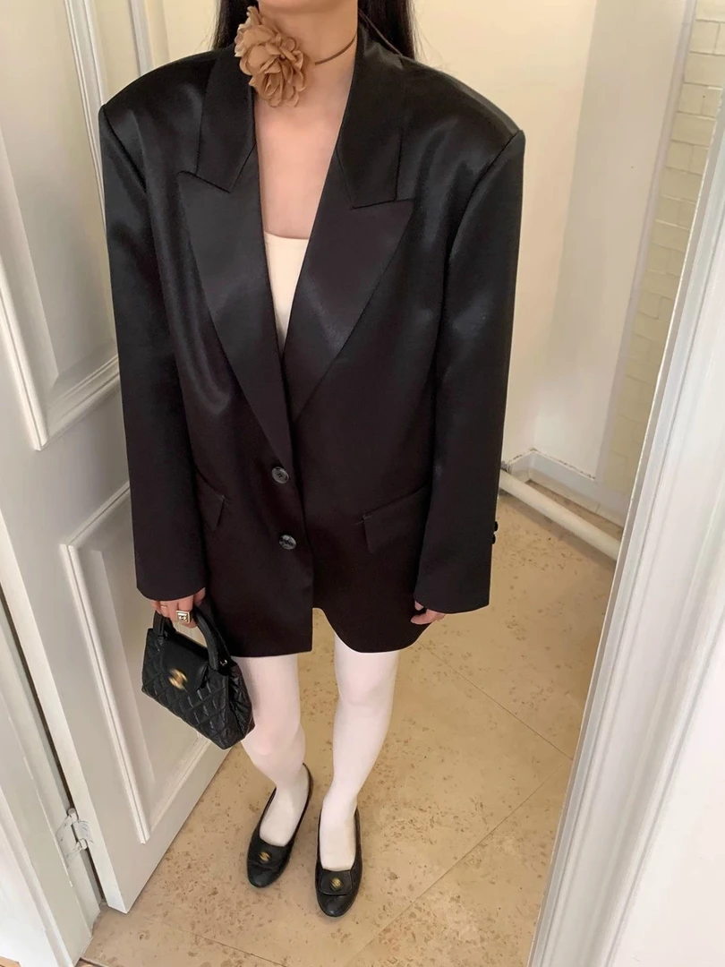 茶茶定制早秋新款醋酸西装外套女