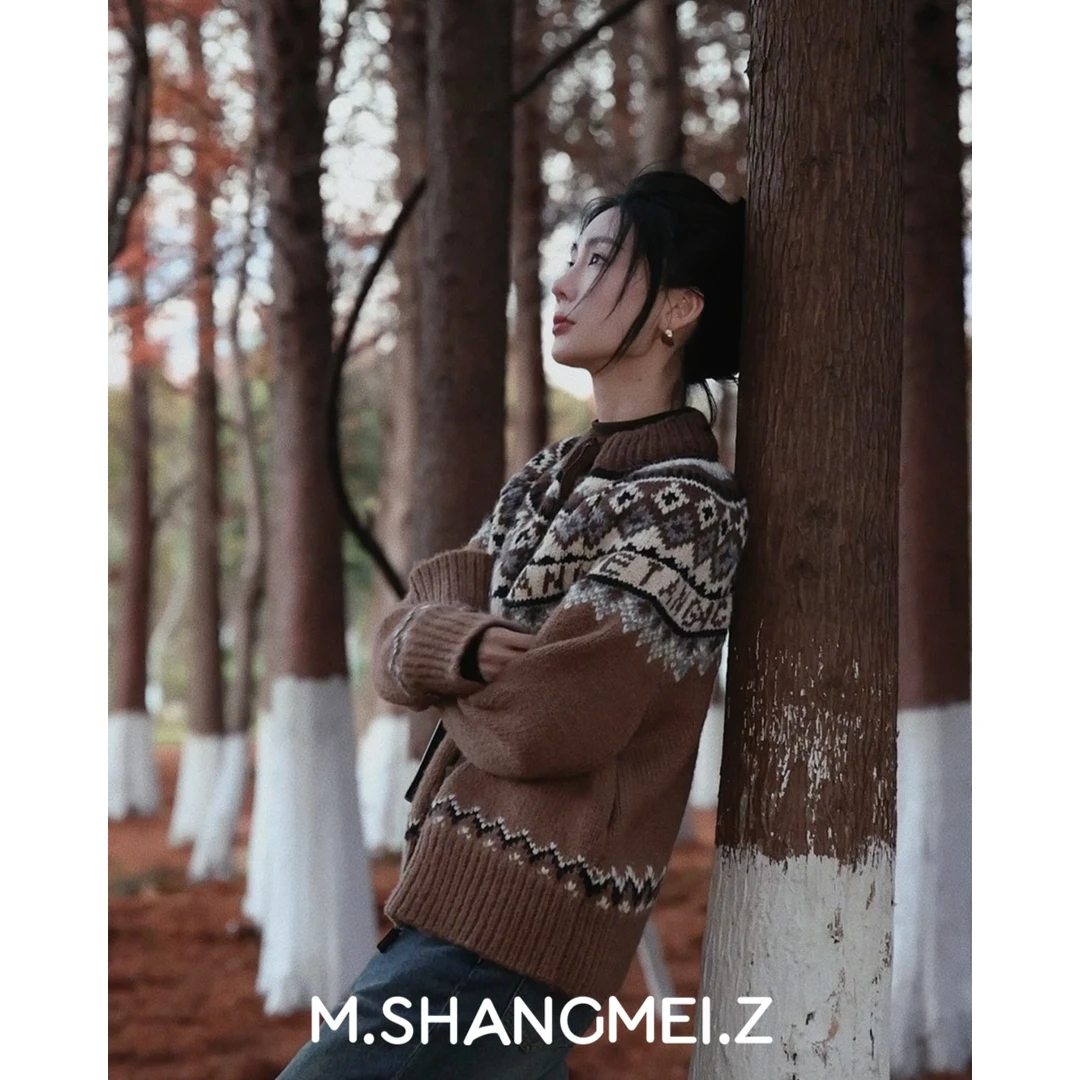 M.SHANGMEI.Z/沐熙美大哥推荐{西伯利亚}菱格民族风针织衫x121040